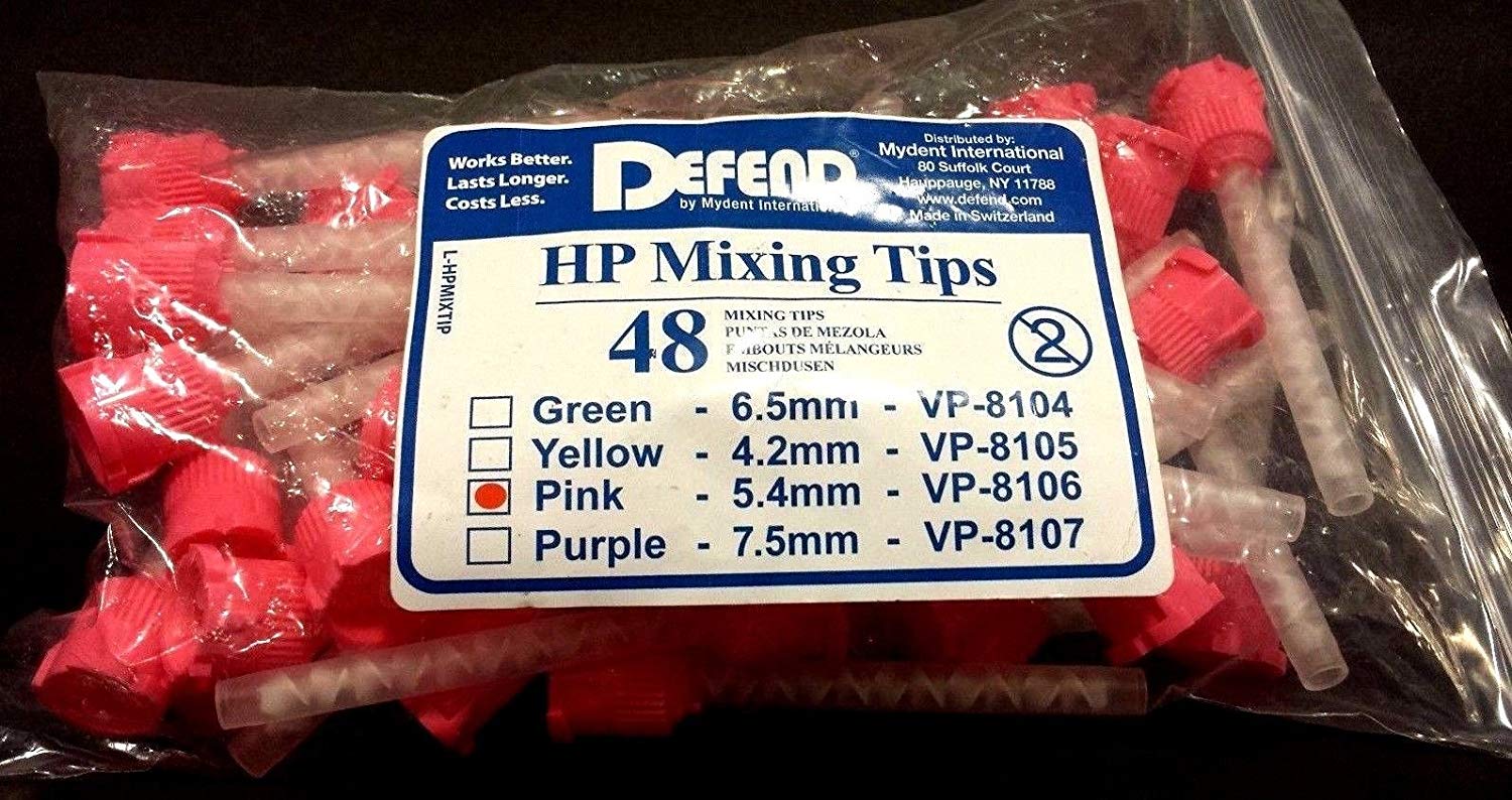 Mydent VP8106 Defend HP Dental Mixing Tips 5.4 mm Pink 48/Pk Mydent VP8106 Defend HP Dental Mixing Tips 5.4 mm Pink 48/Pk
